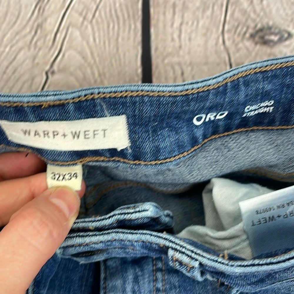 Warp + Weft ORD Chicago Straight Jeans Mens 32x34 Medium Wash Blue Stretch Denim - Picture 8 of 14